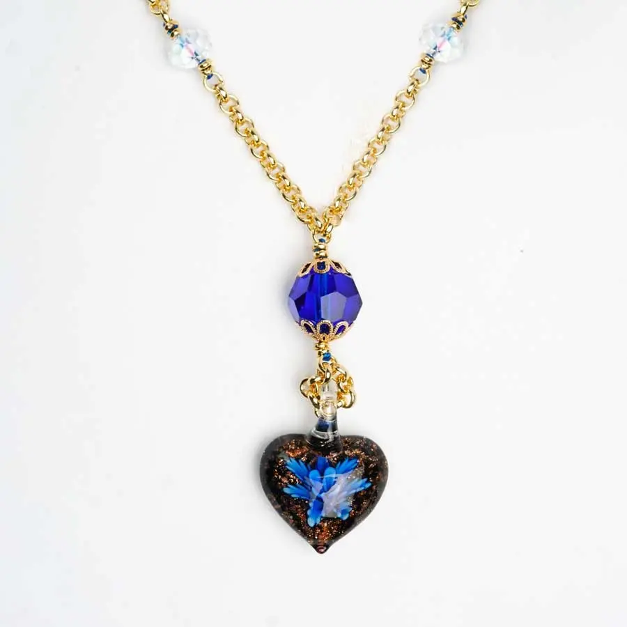 Collier VENEZIA cœur bleu et noir