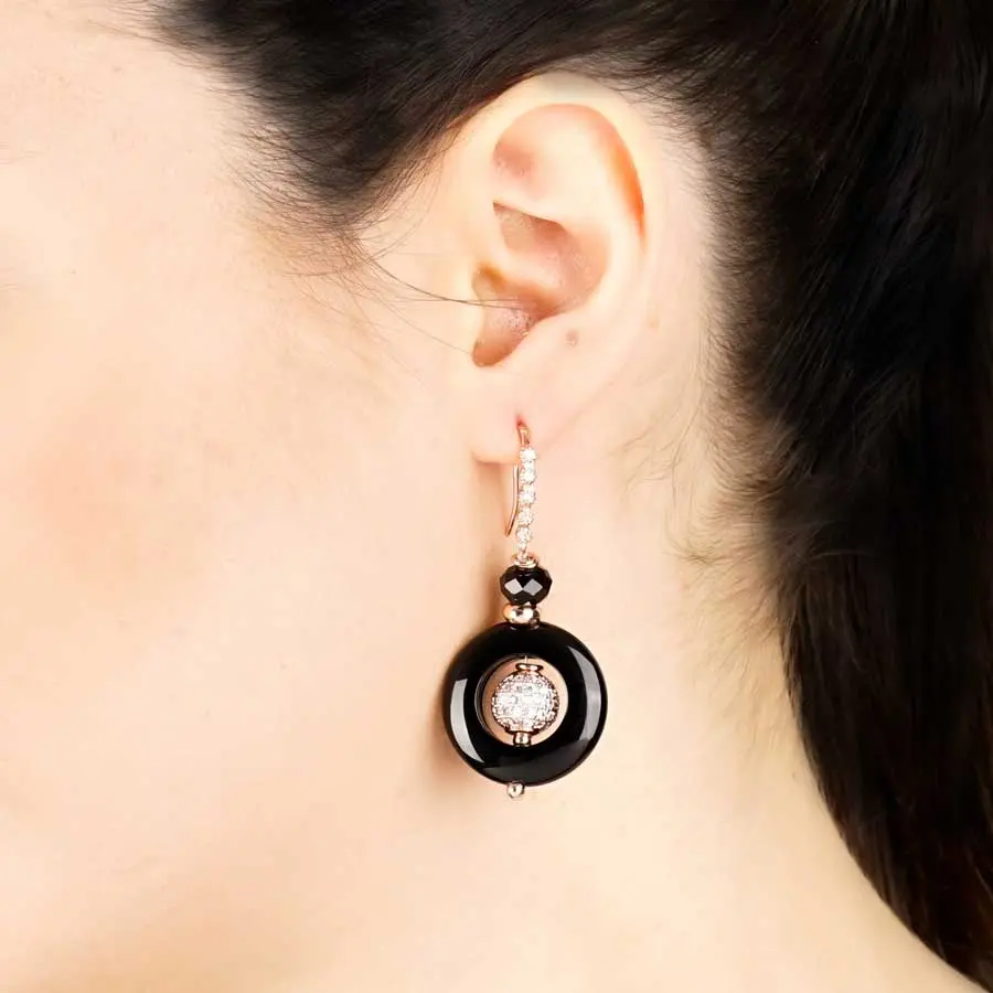 Boucles d'oreilles YARA, cercle noir