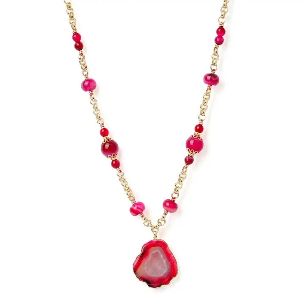 Sautoir en Agate rose