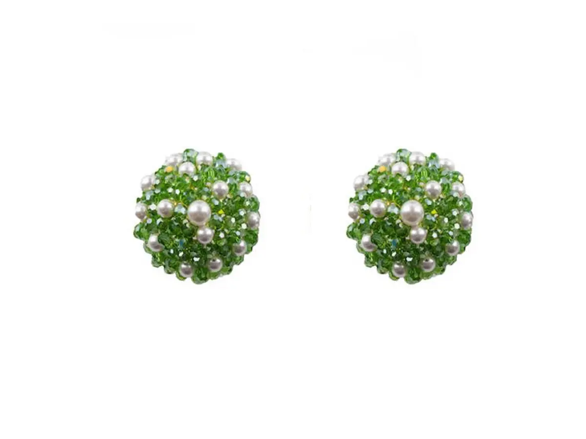 Boucles d'oreilles, Dôme de SOFIA, vert et perles