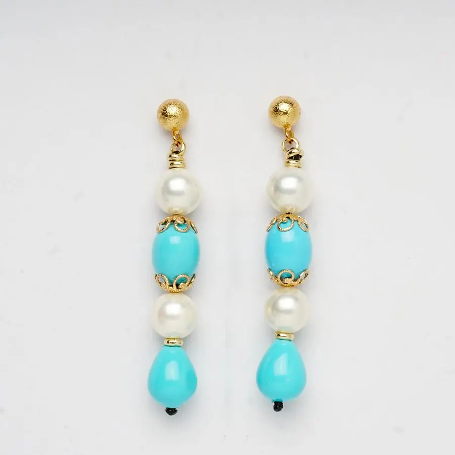 Boucles d'oreilles turquoise et perle