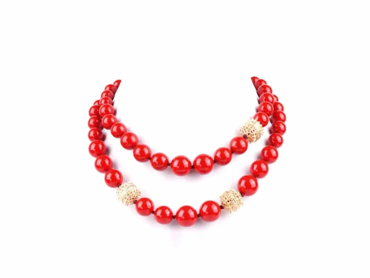 Collier ,ROMANCIA , deux rangs, Rouge