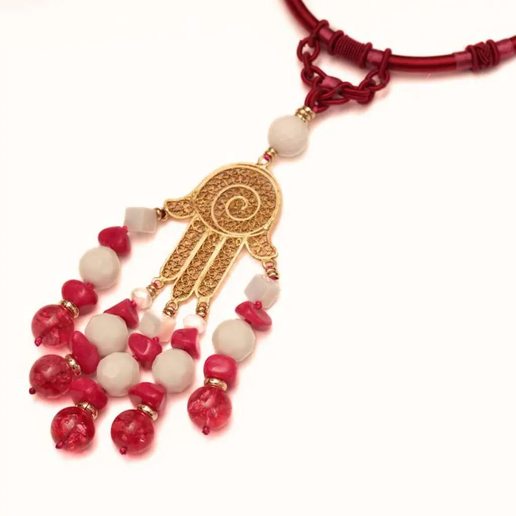 Collier KHOMSSA agate rose