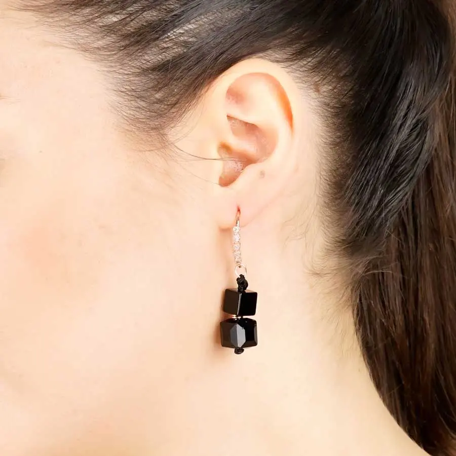 Boucles d'oreilles YARA, Onyx