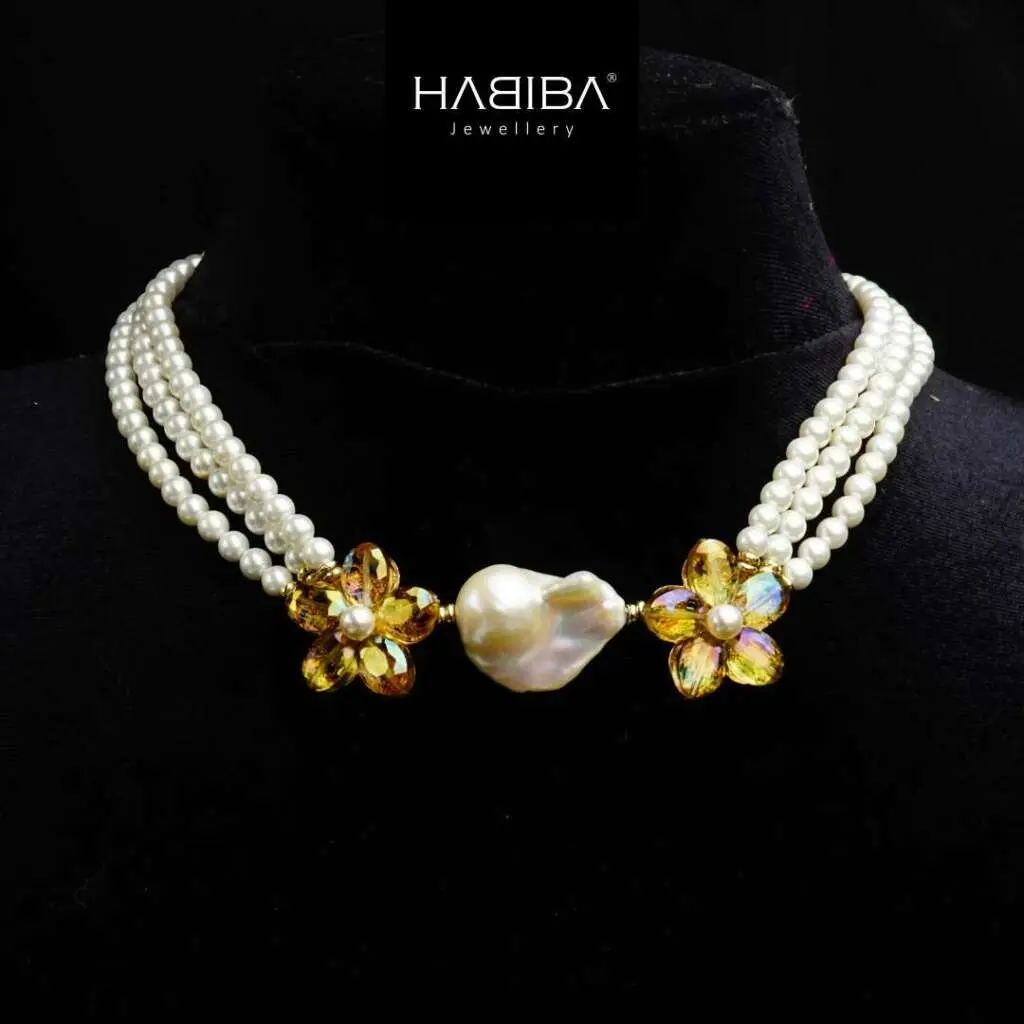 Collier HABIBA pour HABIBA miel avec perles baroques