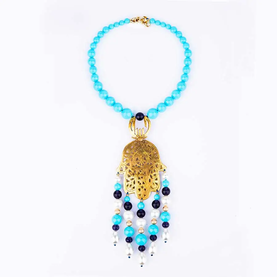 Collier KHOMSSA turquoises et perles
