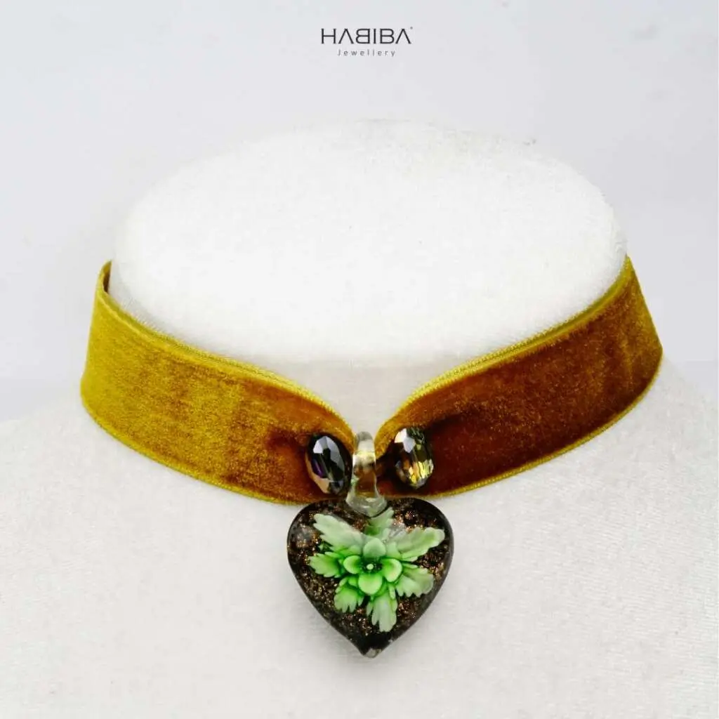 Choker VENEZIA avec ruban vert pistache