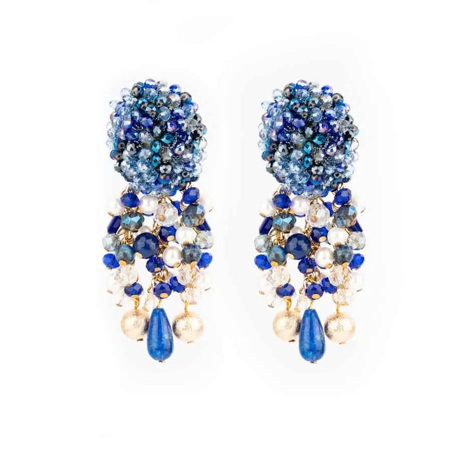 Boucles d'oreilles, Dôme de SOFIA, pendantes, bleu royal