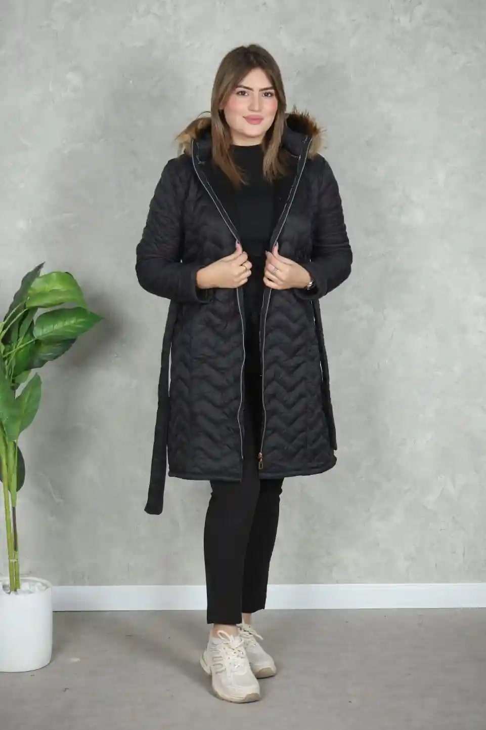 Manteau à Capuche Doublé Fourrure