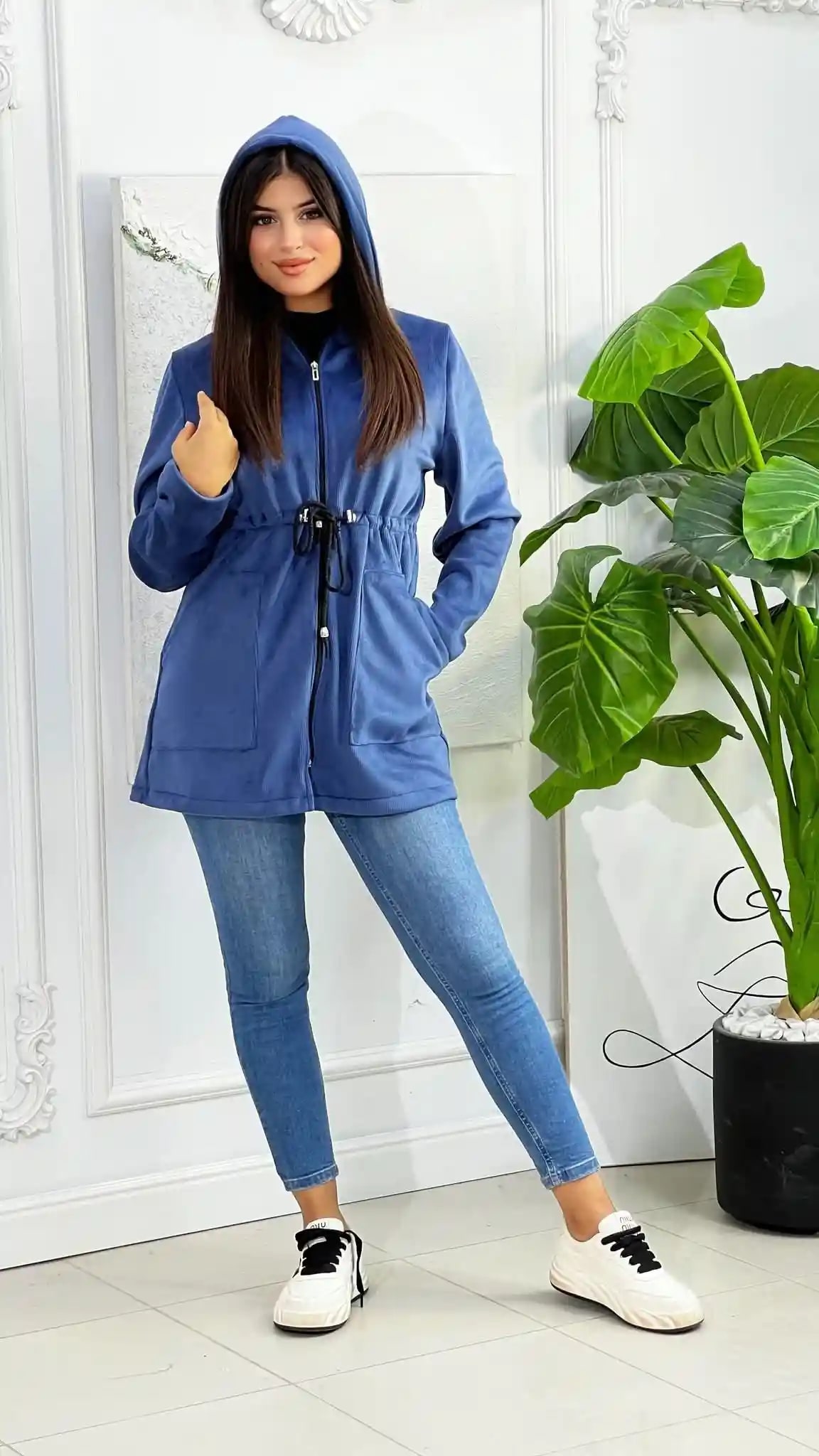 Veste à capuche en velours