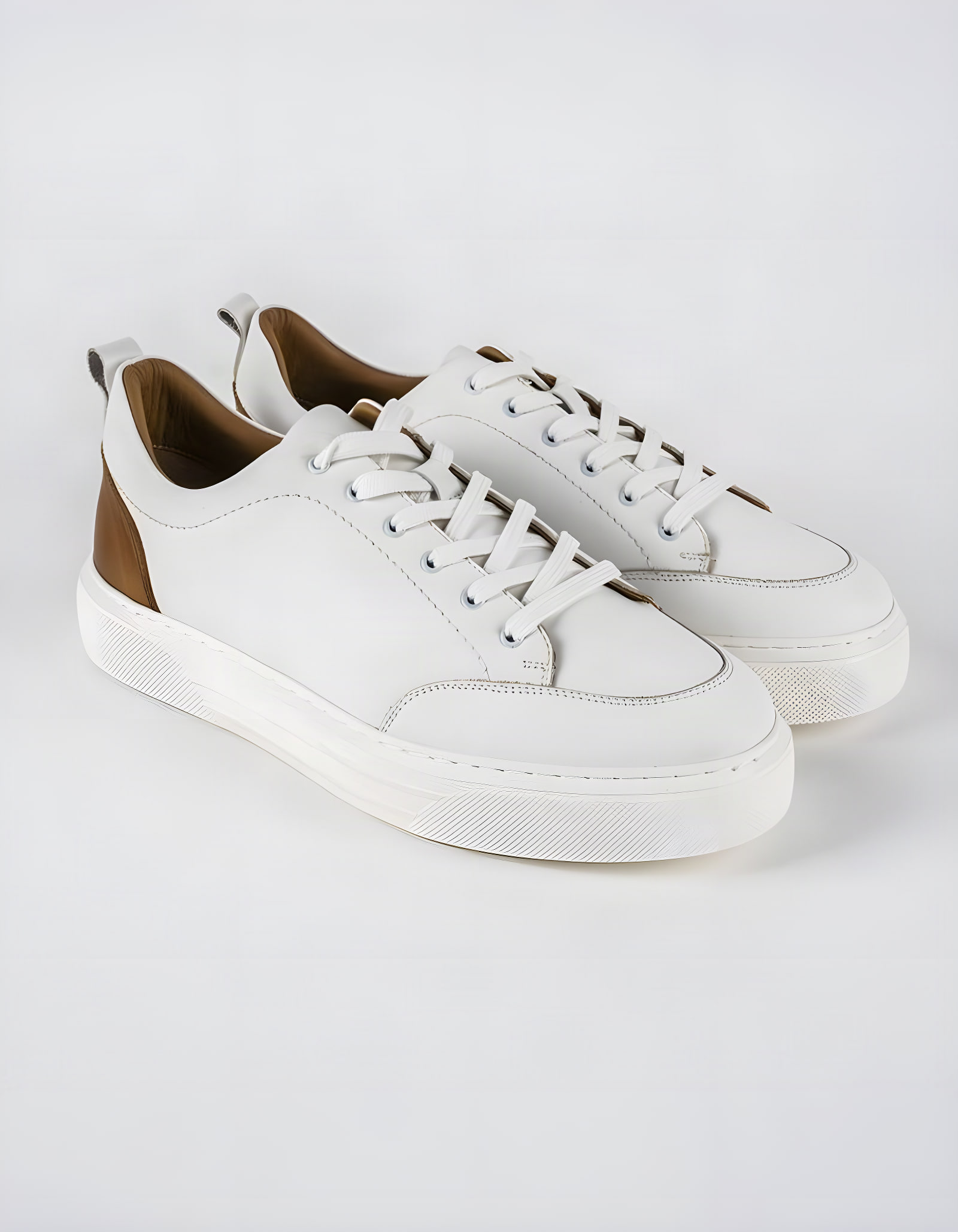 Baskets en cuir Cassio – CVR01 Blanc/Camel