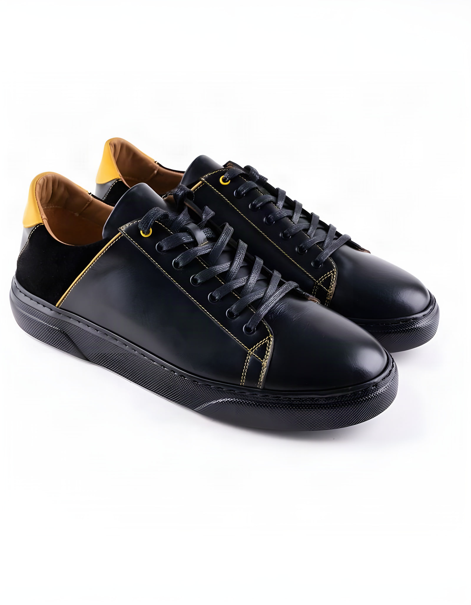 Baskets en cuir Felipe – E21 Noir-Jaune