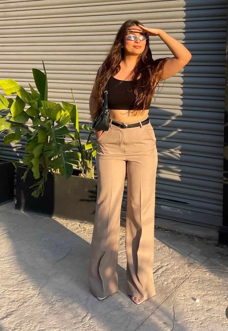 Pantalon large avec ceinture