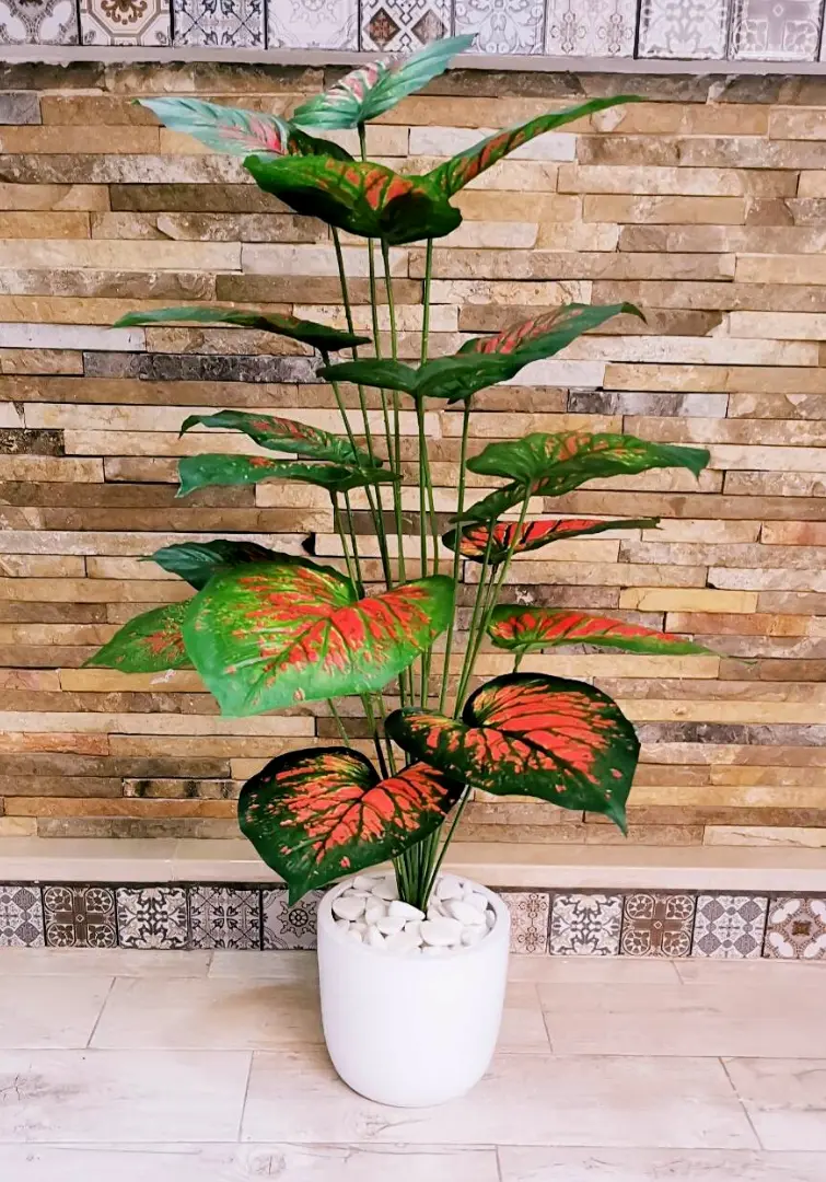 Caladium Artificiel Avec Pot En Céramique B709