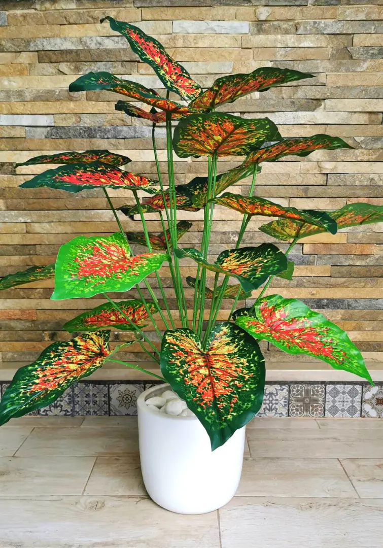 Caladium Artificiel Avec Pot En Céramique B714