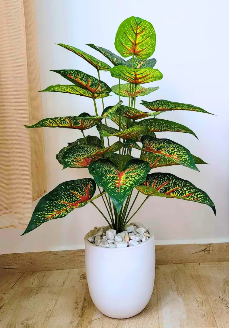 caladium bicolor artificiel dans un pot céramique A2