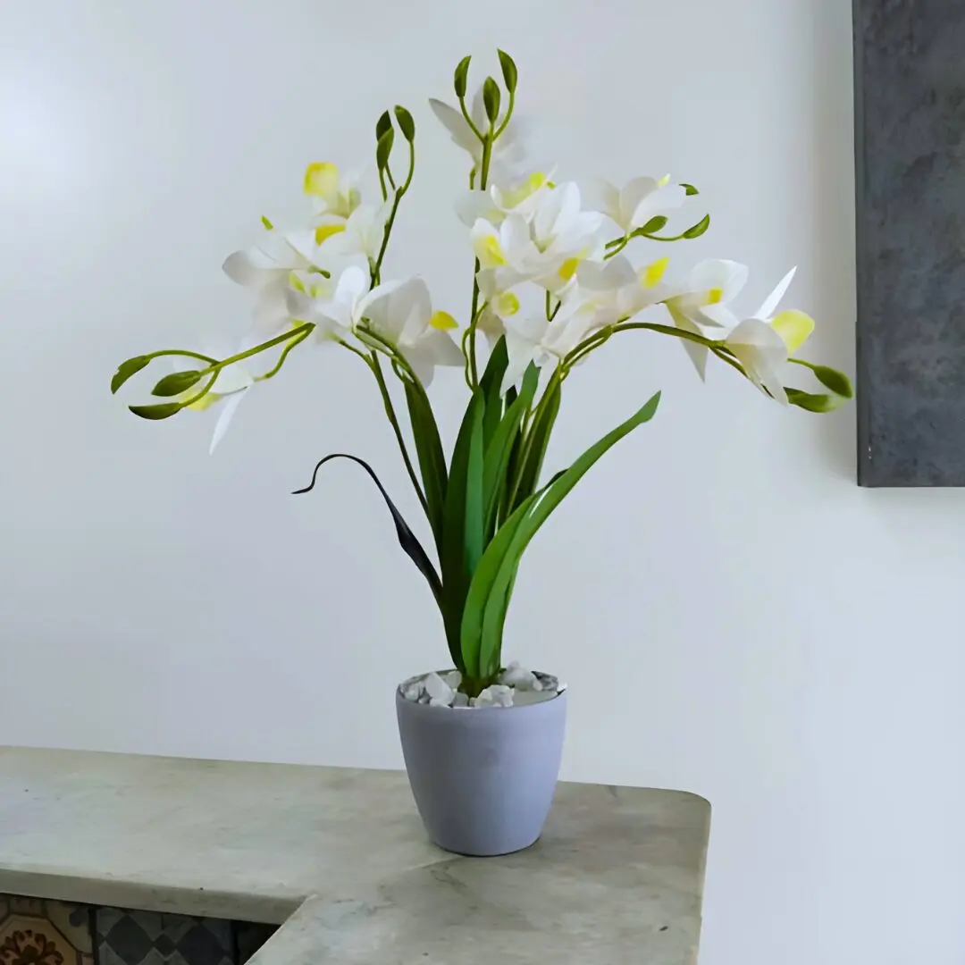 Cymbidium Fleur artificiel avec pot – hauteur 50cm – BB4