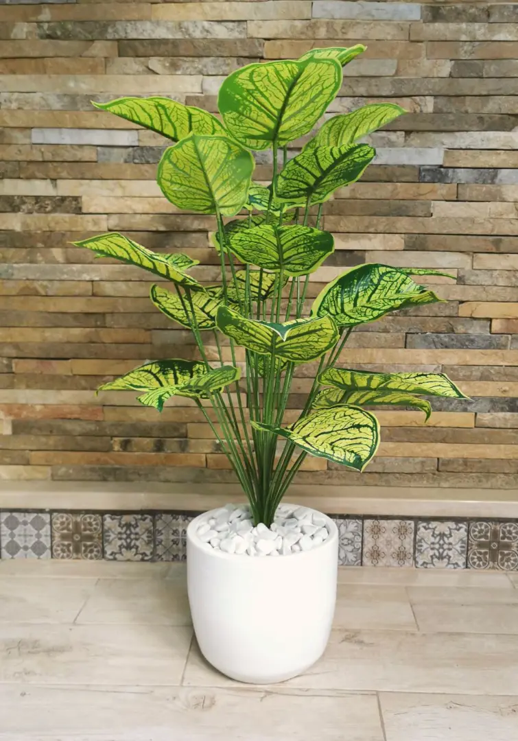 Dieffenbachia artificiel avec pot en céramique B505