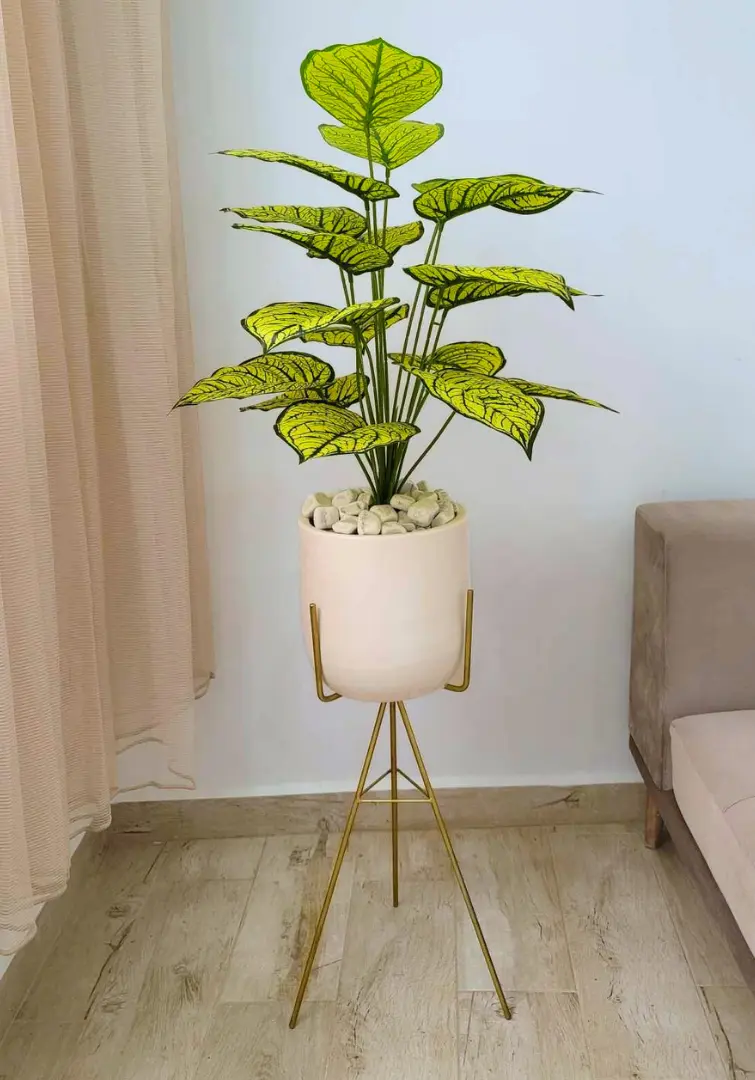 Dieffenbachia Artificiel Dans Un Pot En Céramique Avec Support A22