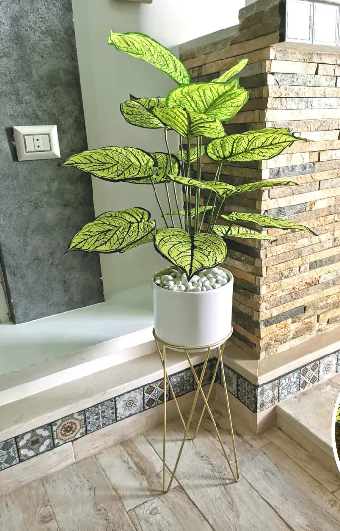 Feuillage artificiel Dieffenbachia avec pot en céramique et support XT7