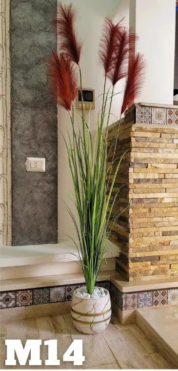 Herbe De Pampa Artificielle Dans Un Pot En Céramique M14