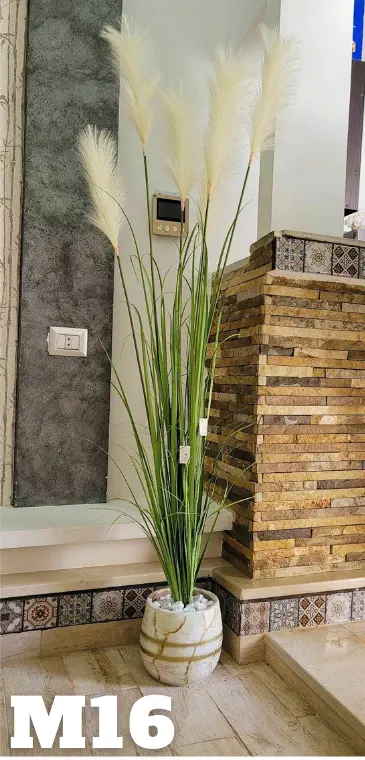 Herbe De Pampa Artificielle Dans Un Pot En Céramique M16