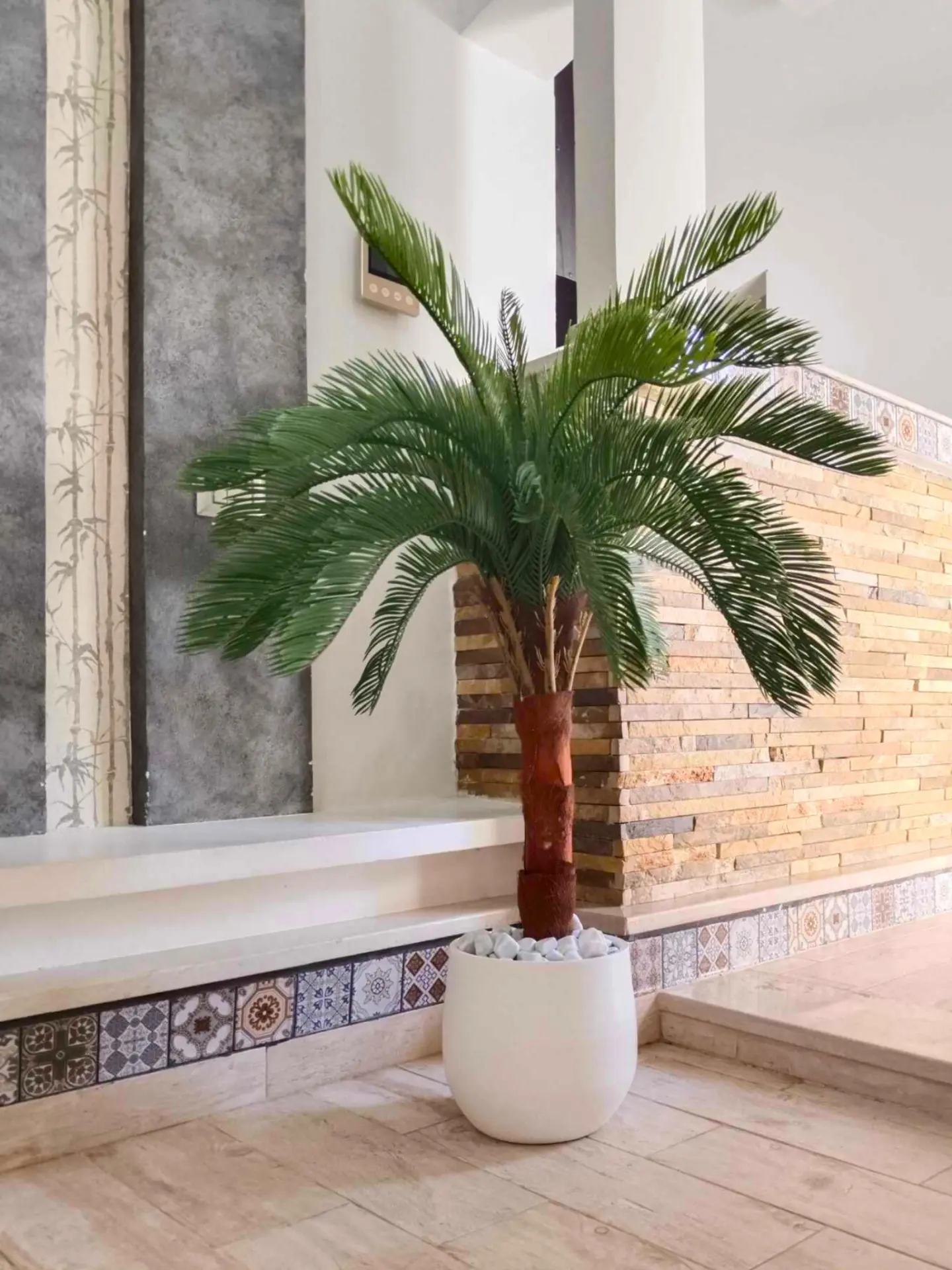Longue Cycas artificiel en palmier avec pot en céramique – hauteur 1.4m – D59
