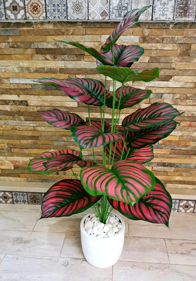 Artificial Calathea Ornata Plant with Ceramic Pot B706