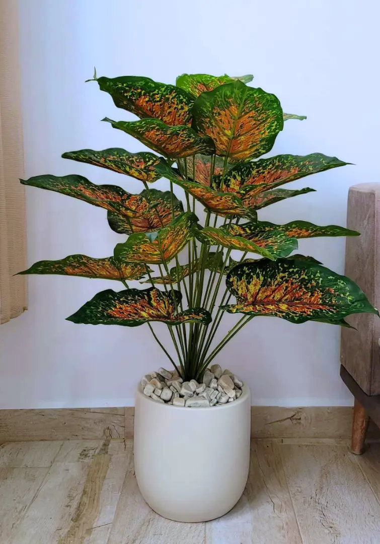 Rubis Rouge Aglaonema Artificielle avec pot en céramique A6