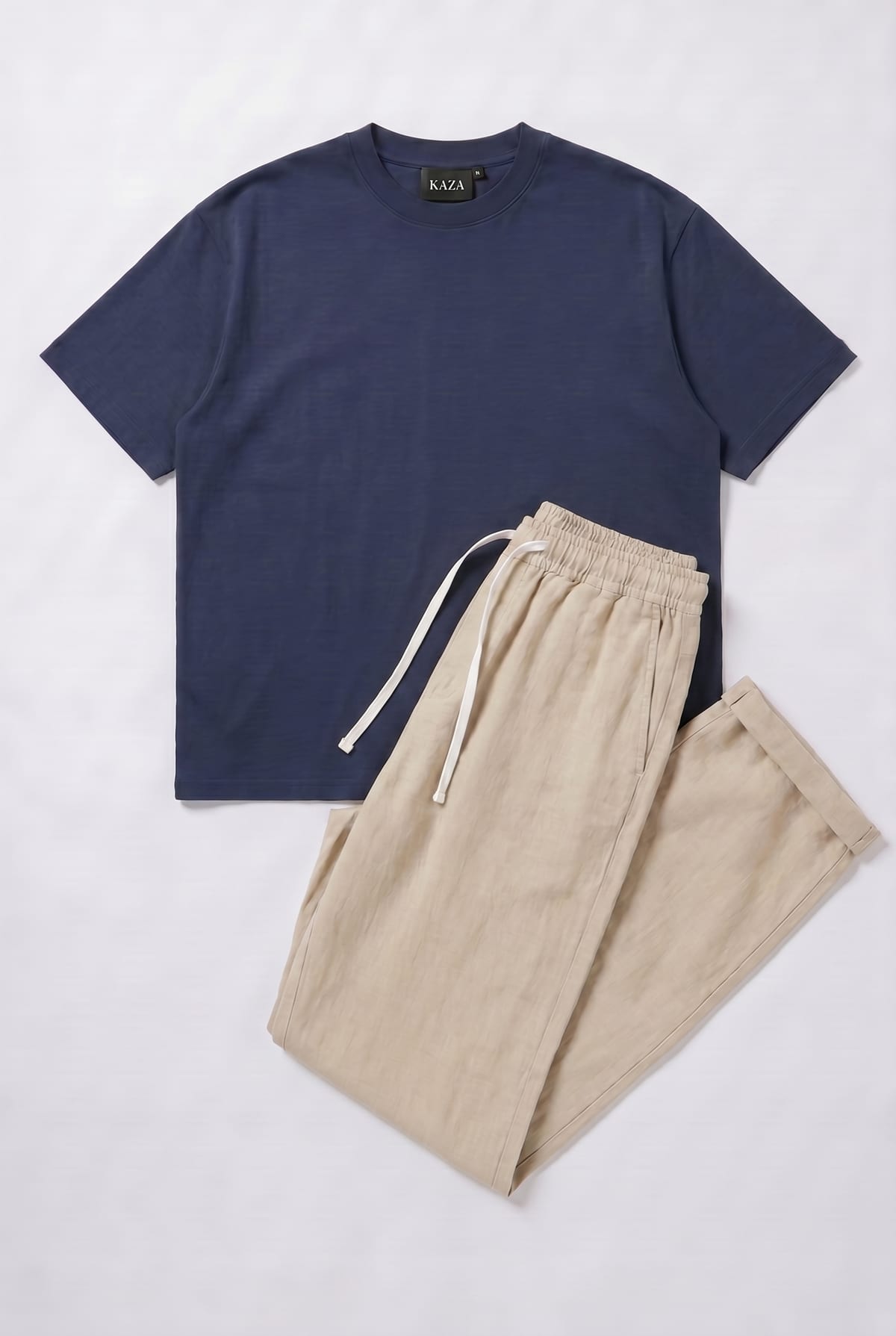 Set Oversized Cotton T-shirt + Kamraya Beige Pants