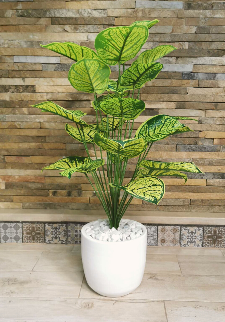 Dieffenbachia artificiel avec pot en céramique B505