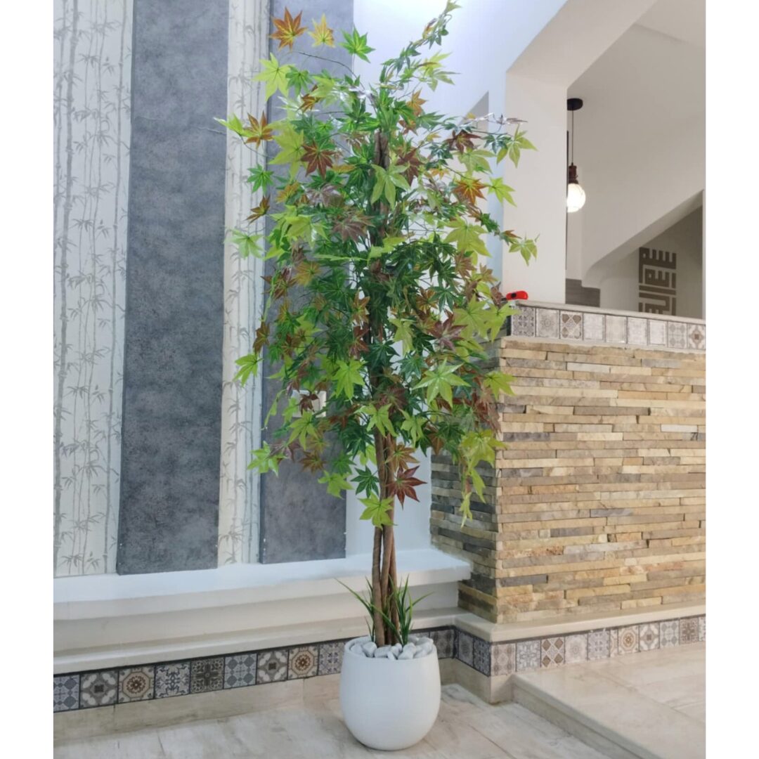 Erable artificiel avec pot en céramique et galets – hauteur 2.1 mètre – BH54
